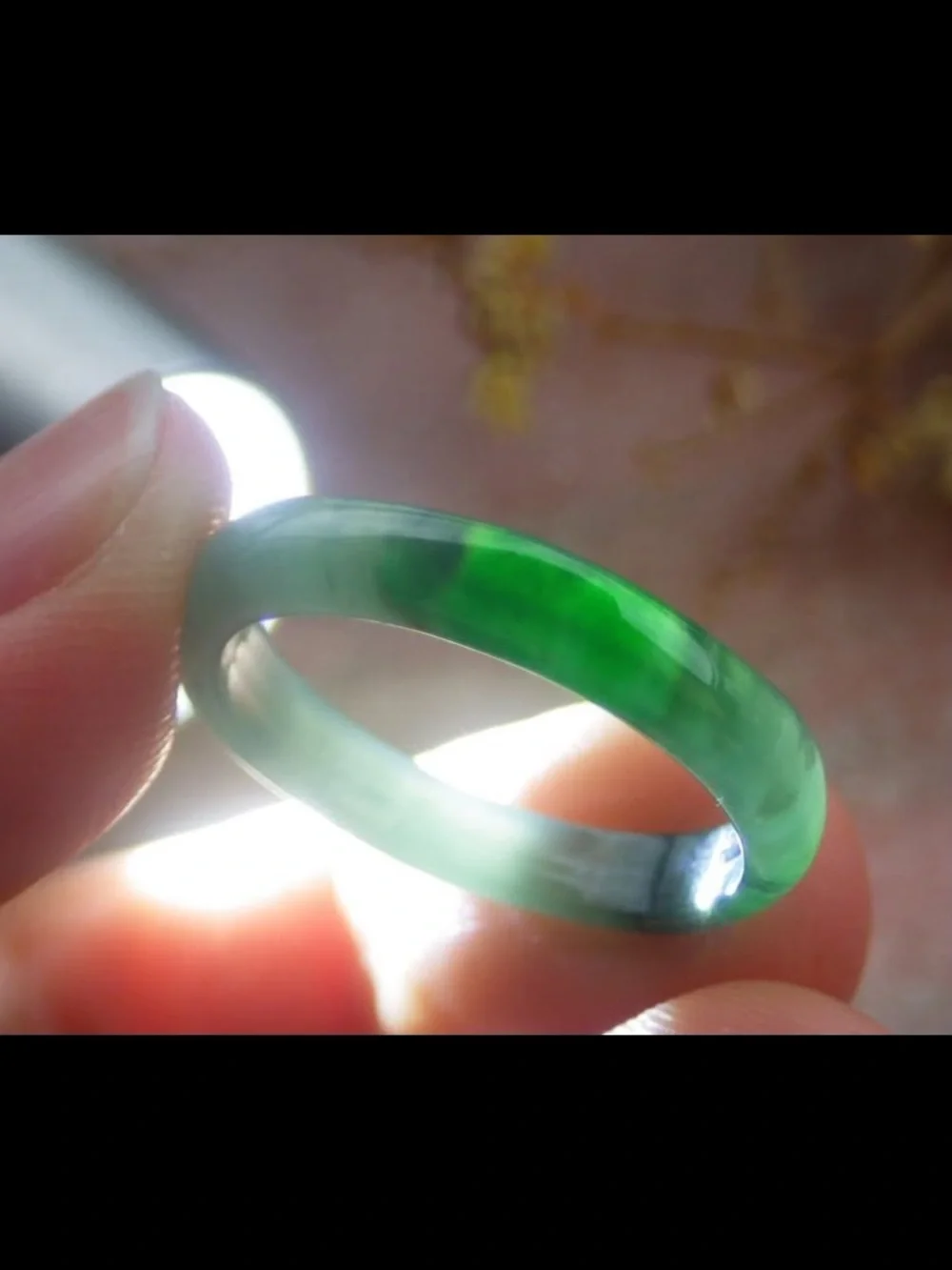 Certificate Jadeite Jewelry Jade luck Green thin Ring Size6.75